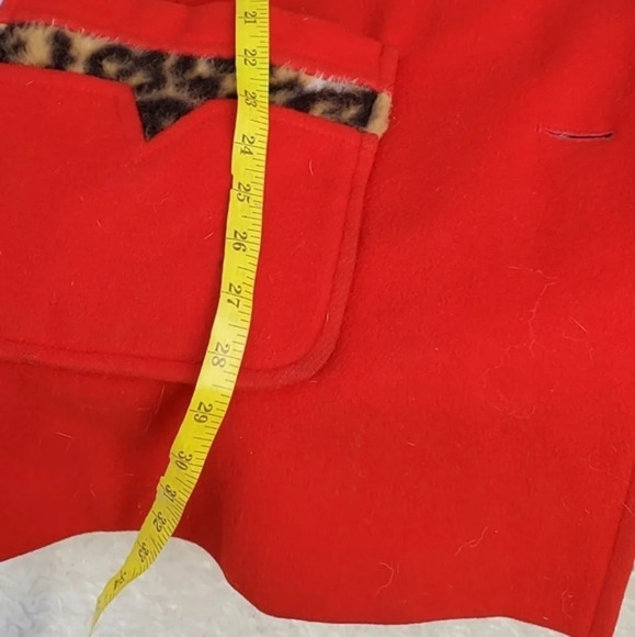 Vintage Red Wool& Leopard Coat L..XL - Picture 4 of 14